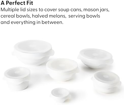 W&P Reusable Silicone Stretch Lid, Set of 6 Circular Lids, Dishwasher Safe, Freezer Safe, LFGB/Premium Materials, Microwave Safe, Clear - Image 3