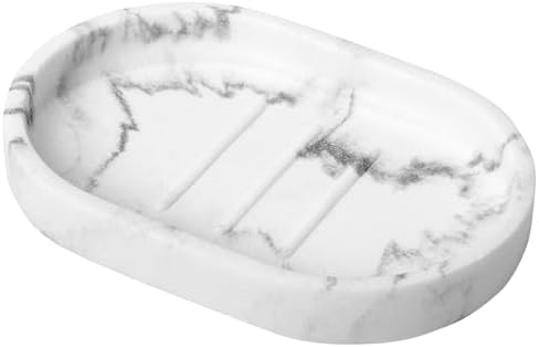 Luxspire Oval Soap Dish, Raised Bar Holder with Drainage, Gravel White by Luxspire