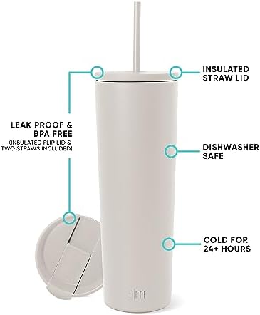 Simple Modern Iced Coffee Tumbler, Insulated | 28oz | Beige - Image 2