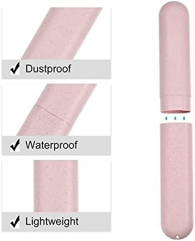 VOCOSTE 2Pcs Travel Toothbrush Case, Beige&Pink - Image 3