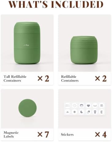 Lotour PLA Travel Toiletry Jars, Containers, Matcha Green 4 Pack 1oz & 2oz - Image 6