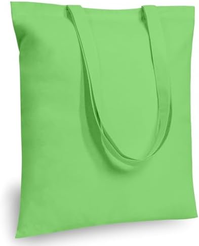 TOPDesign 24-Pack Economical 16"x15" Baby Green Cotton Tote Bags, Lightweight Medium Reusable Grocery Shopping Cloth Bags, Suitable for DIY, Advertising, Promotion, Gift, Activity by TOPDesign