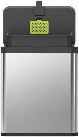 EKO Kitchen Compost Bin, 7L / 1.85 Gal Stainless Steel with Removable Inner Bucket and Deodorizer Compartment, 2-in-1 Countertop Compost Bin with Lid, Food Waste Caddy for Kitchen (MMT & Black Finish) by Unknown