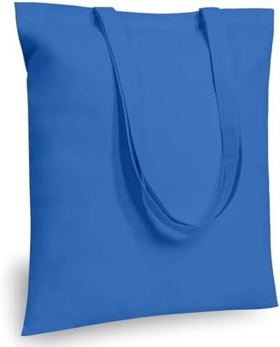 TOPDesign 24-Pack Economical 16"x15" Ocean Blue Cotton Tote Bags, Lightweight Medium Reusable Grocery Shopping Cloth Bags, Suitable for DIY, Advertising, Promotion, Gift, Activity by TOPDesign