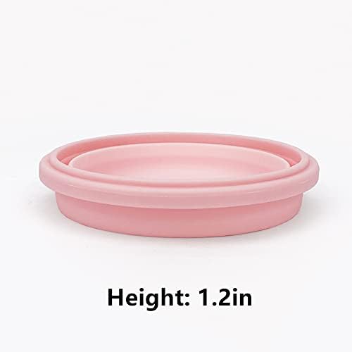 CCyanzi 3piece Round Collapsible Bowl with Lids, Silicone Food Storage Containers, Microwave & Freezer Safe, Space Saving for Kitchen Cabinet and Camping Backpack,(Pink) - Image 7