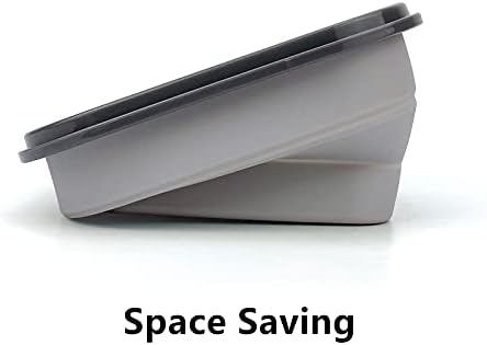 CARTINTS Large 1200ml Collapsible Bowls with Lids, Silicone Food Storage Containers, Space-Saving Meal Prep Containers For Kitchen and Outdoors Camping, Set of 3, Grey - Image 4