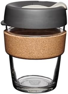 KeepCup Brew Cork, Reusable Glass Tumbler with Natural Cork, Tall Coffee Cup 12oz / 340ml - Press by KeepCup