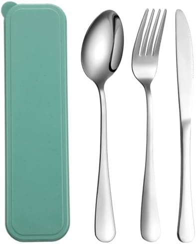 Yinkin 1 Pack Travel Silverware Set with Case for Lunch,Green by Yinkin