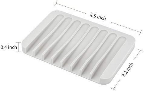 Aoheuo Modern Minimalist Style Soap Dish, Flexible Silicone Drain Soap Holder (White), 4.5" Long 3.2" Wide 0.4" High, Suitable for Kitchen, Bathroom and Bar Sinks - Image 7