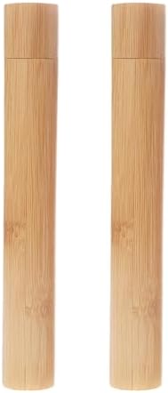 erioctry 2 Pack Bamboo Toothbrush Travel Holder 8.3 Inch Natural Toothbrush Case Cover Camping Accessory Bathroom Storage by Unknown