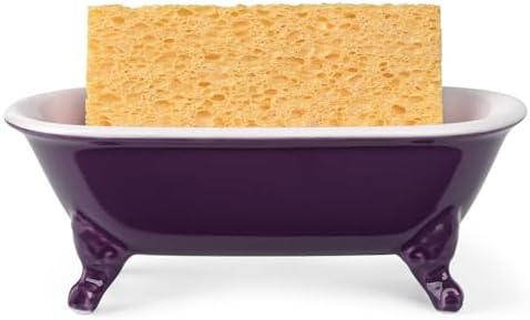 6.5" Ceramic Mini Clawfoot Bathtub Soap Dish,Bar Soap Holder,Plum - Image 3
