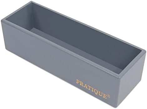 PRATIQUE Bamboo Drawer Organizer - Kitchen Utensil Organizer Silverware Tray Cutlery Holder，Office Desk Supplies and Accessories,8.9 * 3 * 2.6,Grey by PRATIQUE