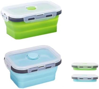 2 Pcs Collapsible Food Storage Containers with Lids and Vent, Silicone Food Storage Containers, Microwave Freezer Dishwasher Safe by ABSOK