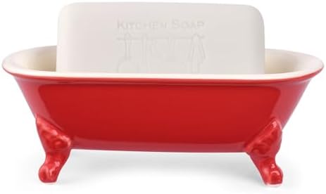 6.5" Ceramic Mini Clawfoot Bathtub Soap Dish,Bar Soap Holder,Red - Image 4