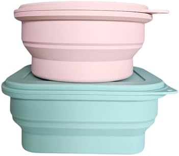 Collapsible Premium Silicone Food Storage Container Set – 2-Pack (20oz/600ml & 27oz/800ml), BPA-Free, FDA Compliant, Food-Grade, Microwave & Dishwasher Safe by Unknown