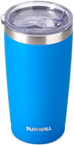 SUNWILL Travel Coffee Tumbler 20 oz, Insulated Mug with Lid, Stainless Steel Cup for Outdoor, Powder Coated Royal Blue by SUNWILL