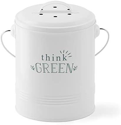 Barnyard Designs 1.2 Gallon Kitchen Counter Compost Bin with Lid (White) by BarnyardDesigns