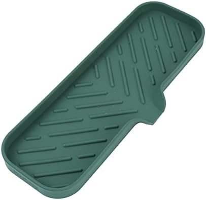 MicoYang Silicone Soap Dish with Drain Spout — Self-Draining Double Sink Organizer Tray for Kitchen & Bathroom, Dispensers, Sponges & Soap Holder, Non-Slip & Dishwasher Safe, Green (Large, 12"×4") by MicoYang