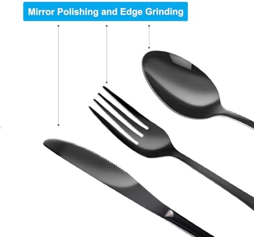 4PCS Premium Travel Utensils With Case, Stainless Steel Reusable Portable Utensils Set With Case, Lengnoyp Travel Silverware Set With Case for Lunch Box Includ Fork Spoon Knife Set, Black - Image 5