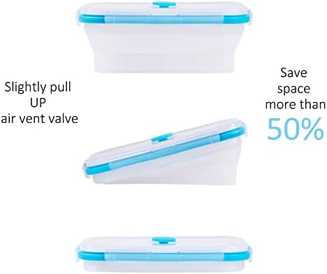 Collapsible Food Storage Containers with Airtight Lid & Vent, 27oz, Kitchen Stacking Silicone Collapsible Meal Prep Container Set for Leftover, Microwave Freezer Dishwasher Safe, Translucent, Set of 4 - Image 3