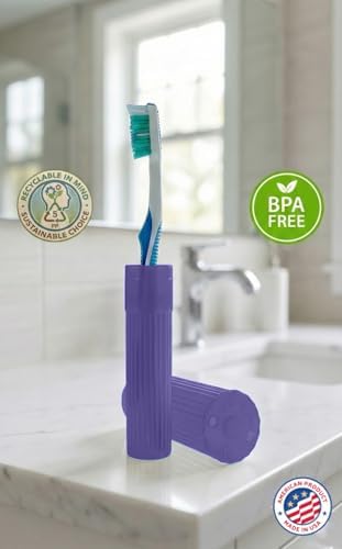 American Comb Toothbrush Holder - Purple, Made in USA, with Ventilation Holes, for Toothbrush Covers, Toothbrush Holder, Toothbrush Soft, Durable Design, Hygienic Bathroom Accessory - Image 4