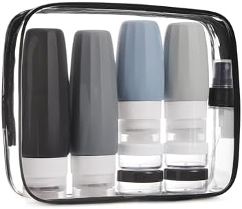 BAGSMART 18 Pack TSA Approved Travel Bottles for Toiletries, Leak Proof Silicone Travel Size Containers Bottles for Shampoo, Grey by BAGSMART