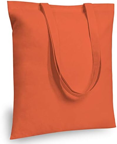 TOPDesign 24-Pack Economical 16"x15" Orange Cotton Tote Bag, Lightweight Medium Reusable Grocery Shopping Cloth Bags, Suitable for DIY, Advertising, Promotion, Gift, Activity by TOPDesign
