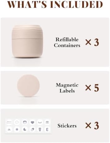 Lotour Refillable Containers, Travel Toiletry Jars, Beige 1oz 3 Pack - Image 6