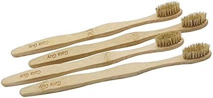 Gaia Guy Natural Bristle Bamboo Toothbrush with Boar Bristles - Totally Biodegradable and Compostable - No Nylon Toothbrushes - Zero Waste 12-Pack - Image 5