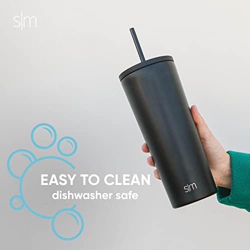 Simple Modern Insulated Tumbler with Lid and Straw | Iced Coffee Cup Reusable Stainless Steel Water Bottle Travel Mug | Gifts for Women Men Her Him | Classic Collection | 24oz | Ember Red - Image 6