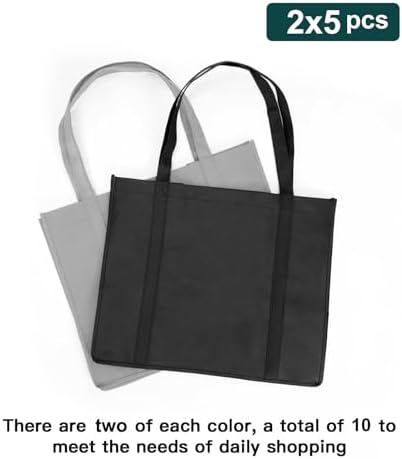 HECTOLIFE 20-Pack Reusable Grocery Bags，Large Washable Foldable Shopping Bags，Heavy Duty Tote Bags with Reinforced Handles - Image 6