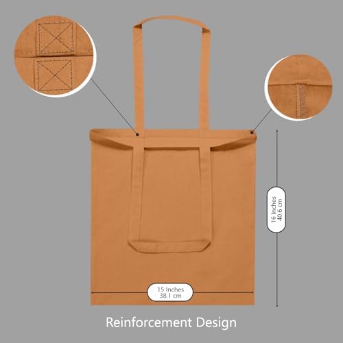 TOPDesign 12-Pack Economical 16"x15" Khaki Cotton Tote Bags, Lightweight Medium Reusable Grocery Shopping Cloth Bags, Suitable for DIY, Advertising, Promotion, Gift, Activity - Image 4