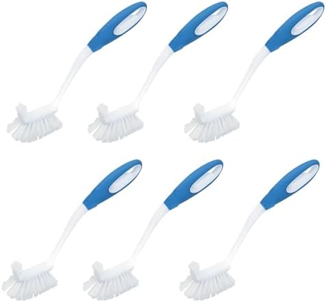 LOLA Pro Utility All Purpose Kitchen Cleaning Brush, 6 Pack, Durable Bristles, Comfort Ergonomic Rubber Non-Slip Grip, Built-in Food Scraper by LolaProducts