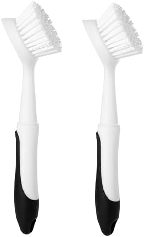 Dish Brush with Handle, Dish Scrub Brush with Built-in Scraper by Apvpvpt