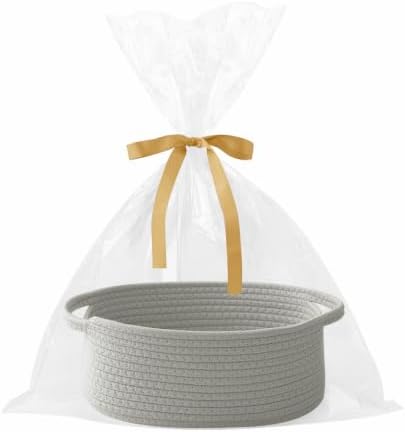 Grey Small Woven Rope Basket with Handles by HZFTJOY