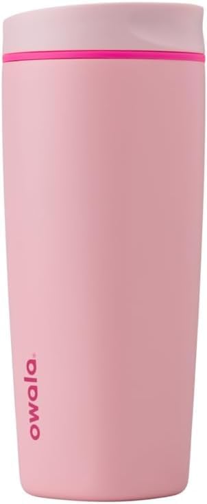 Owala SmoothSip Slider Insulated Stainless Steel Coffee Tumbler, Reusable Iced Cup, Hot Coffee Travel Mug, BPA Free 20 oz, Pink (Pucker Up) (Pack of 8) by Unknown