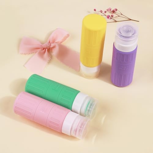 GLAMFIELDS Travel Bottles for Toiletries,TSA Approved 3.3oz Size LeakProof Silicone Toiletry Containers for Shampoo, Conditioner,Easy to Squeeze，Portable Travel Essentials for Lotion(18 Pack) Macaron - Image 4