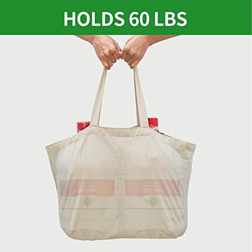 3 Pack Heavy Duty Reusable Canvas Grocery Bags, Holds 60 lbs, 8.3 gal Multi-Purpose Washable Grocery Bags with 5 Pockets, Off White - Image 5