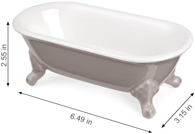 6.5" Ceramic Mini Clawfoot Bathtub Soap Dish,Bar Soap Holder,Taupe - Image 6