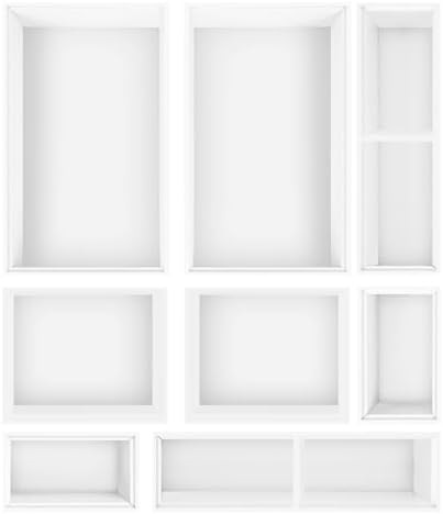 Bamboo Drawer Organizer Set, 8 PCS White Multi-Use Wood Drawer Storage Kitchen Boxes, Junk Drawer Organizer Divider Bins for Bathroom, Office Desk, Makeup, Jewelry, Utensils by Bxngjuj
