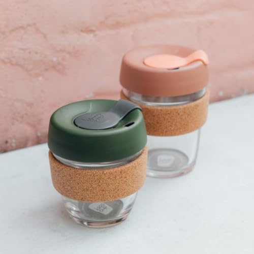 KeepCup Brew Cork, Reusable Glass Tumbler with Natural Cork, Short Coffee Cup 8oz / 227ml - Pine - Image 6