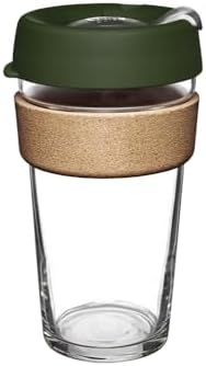 KeepCup Brew Cork, Reusable Glass Tumbler with Natural Cork, Grande Coffee Cup 16oz / 454ml - Pine by KeepCup