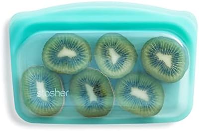 Stasher Premium Reusable Silicone Food Storage Bag, Snack, Aqua, 12 oz by Stasher