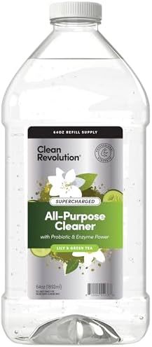 Clean Revolution SuperCharged All Purpose Cleaner Refill with Smart Probiotic + Enzyme Complex, Multi-Surface Kitchen Bathroom & Floor Cleaner, Lily & Green Tea, 64 Fl oz (Pack of 1) by CleanRevolution