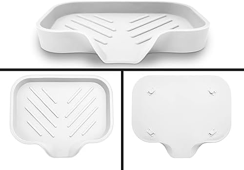 2 Pcs White Silicone Self Draining Rectangular Soap Dishes - Waterfall Soap Trays - Soap Dishes for Bar Soap - Soap Boxes - Soap Case - Soap Container - Soap Pads - Kitchen Sink - Shower - Bathroom ! - Image 4