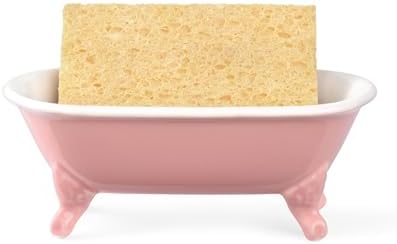 6.5" Ceramic Mini Clawfoot Bathtub Soap Dish,Bar Soap Holder,Rose - Image 3