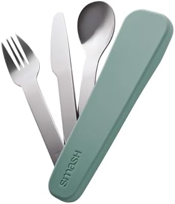 Smash Reusable Stainless Steel Travel Utensils/Cutlery Set with Silicone Case Sage by Smash