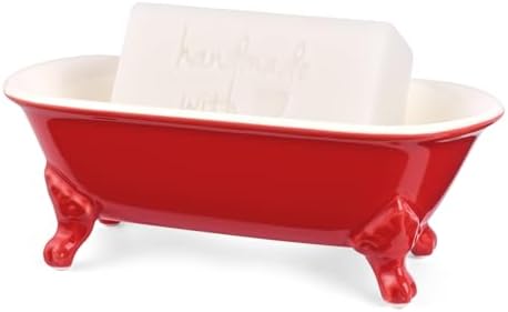 6.5" Ceramic Mini Clawfoot Bathtub Soap Dish,Bar Soap Holder,Red - Image 2