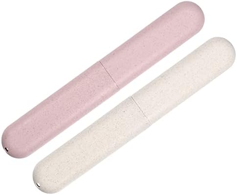 VOCOSTE 2Pcs Travel Toothbrush Case, Beige&Pink by VOCOSTE