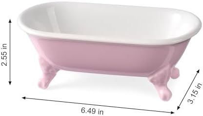 6.5" Ceramic Mini Clawfoot Bathtub Soap Dish,Bar Soap Holder,Pink - Image 6